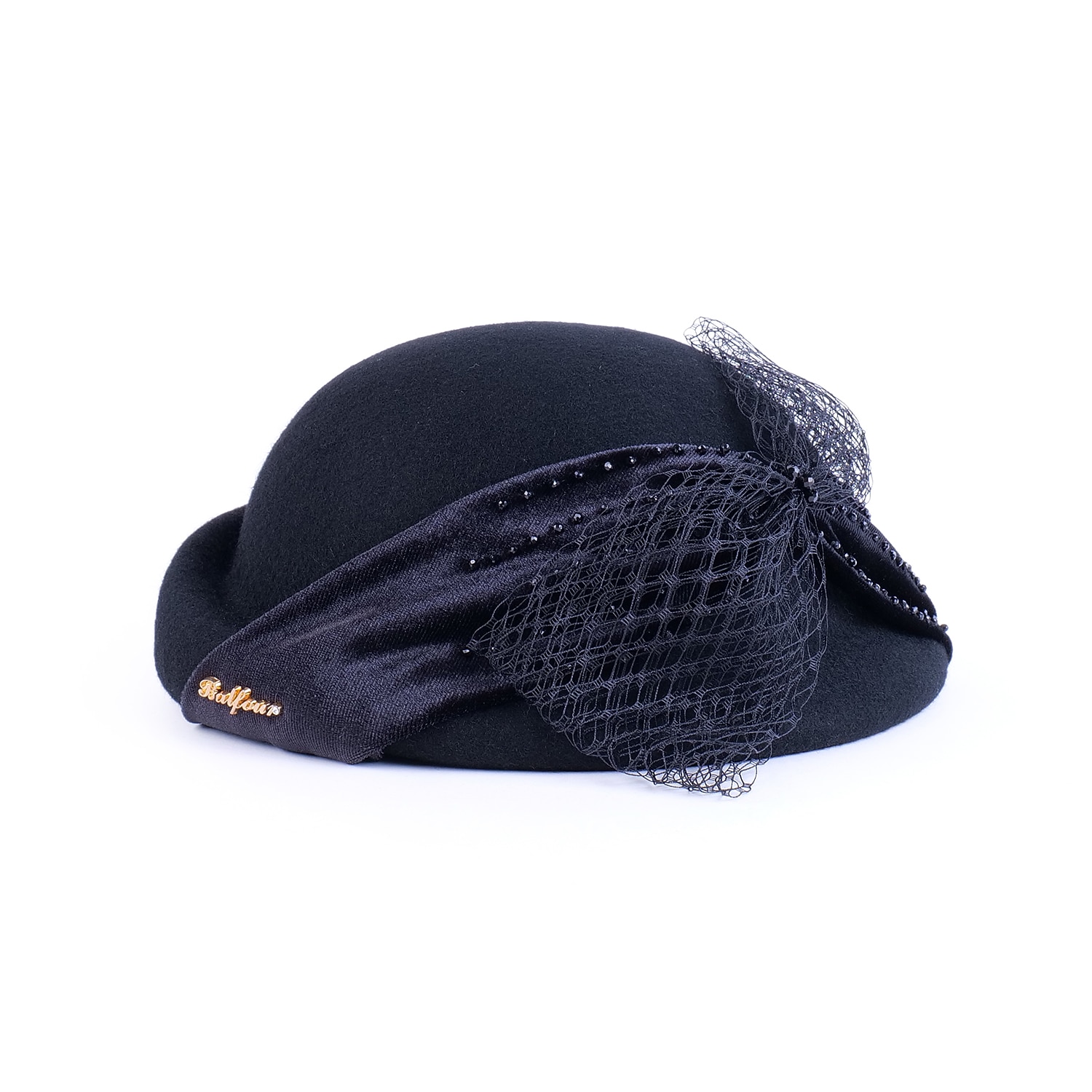 Vintage-tyyli Tyylikäs 100% villa / Sametti hatut kanssa Ruseteilla / Koristehelmillä / Reunat 1kpl Kausaliteetti / Pyhäpäivä Päähine 2026 - $43.99 –P8