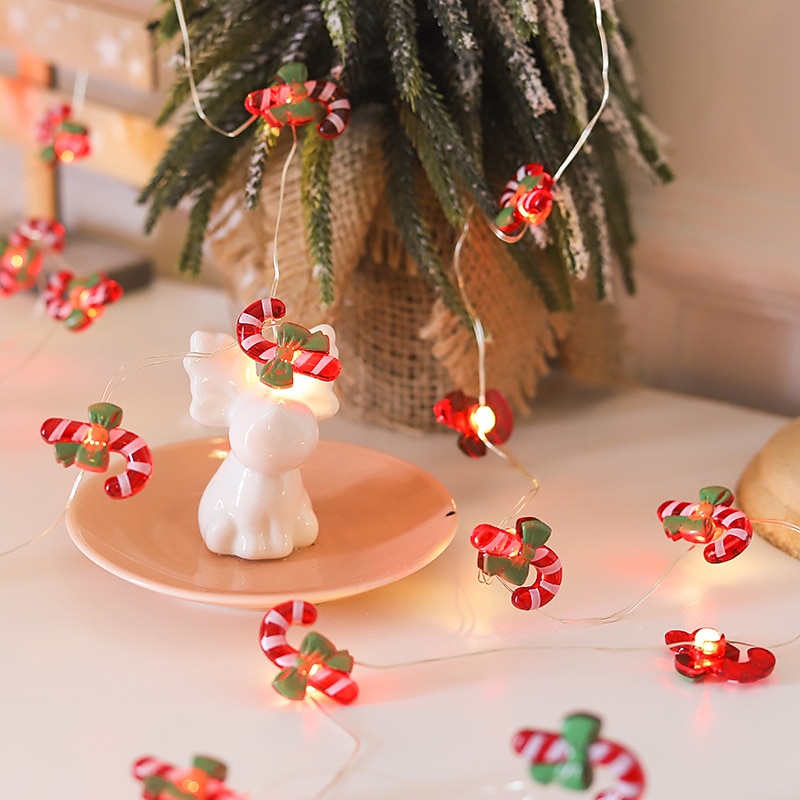 Christmas Santa String Lights Snowman Bells Candy Lights Decor LED Fairy String Lights 3M-30LEDs 2M-20LEDs Battery Powered Christmas Tree Garden Home Party Atmosphere Decoration 2025 - CAD $17.99 –P11