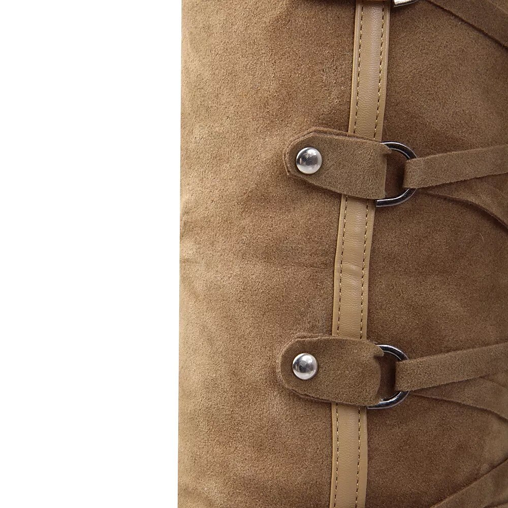 Mujer Botas Botas de nieve Botas tipo suéter Zapatos de gamuza Exterior Diario Bloque de color Botas hasta la rodilla Invierno Borla Con Cordón Tacón Cuña Dedo redondo Casual Zapatos de Paseo Ante 2025 - $54.99 –P6