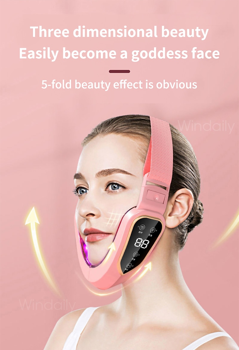 2025年 フェイシャル リフティング デバイス led 光子療法 フェイシャル スリミング 振動 マッサージャー 二重あご v 顔型 頬リフト ベルト マシン  コレクション – $27.99 –P5