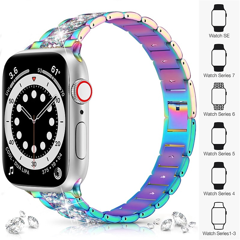 [1+2Pack] Jewelry Bracelet Compatible with Apple Watch band 38mm 40mm 41mm 42mm 44mm 45mm 49mm with Case Bling Diamond Rhinestone Strap Replacement Wristband for iwatch Series Ultra 8 7 6 5 4 3 2 1 SE 2025 - $25.99 –P6