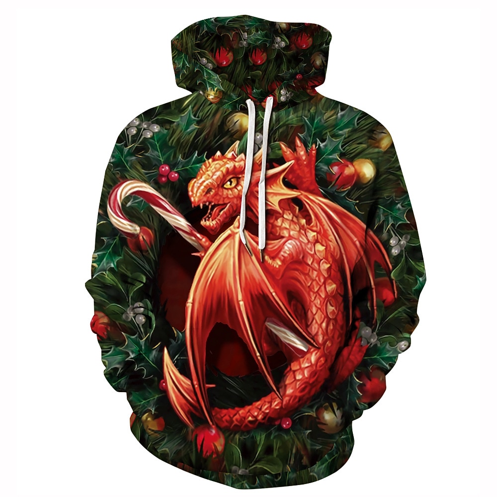 Dinosaurio Suéter de navidad Sudadera Pullover Sudadera con capucha navideña divertida Impresión 3D Hombre Mujer Navidad Carnaval Mascarada Nochebuena Navidad Adultos Fiesta Navidad Cima 2025 - $29.99 –P7