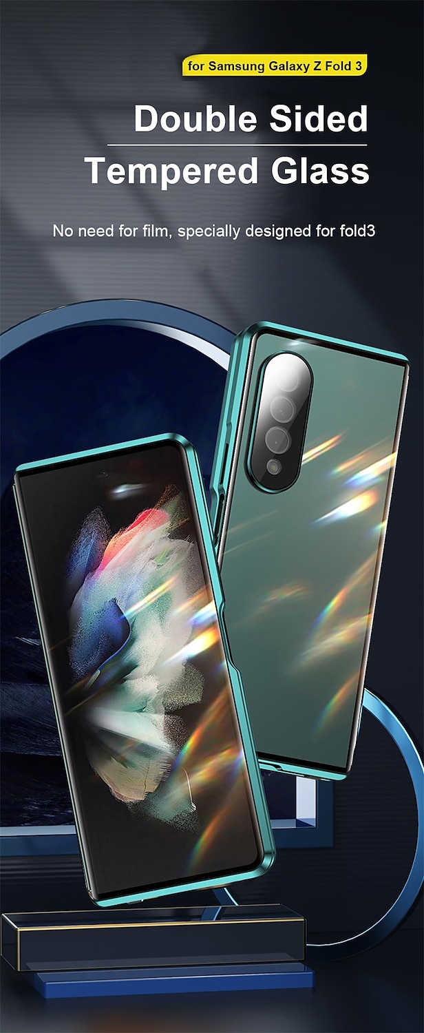 Phone Case For Samsung Galaxy Z Fold 5 Z Fold 4 Z Fold 3 Magnetic Adsorption Flip Mirror Transparent Transparent Tempered Glass Metal 2025 - $39.99 –P5