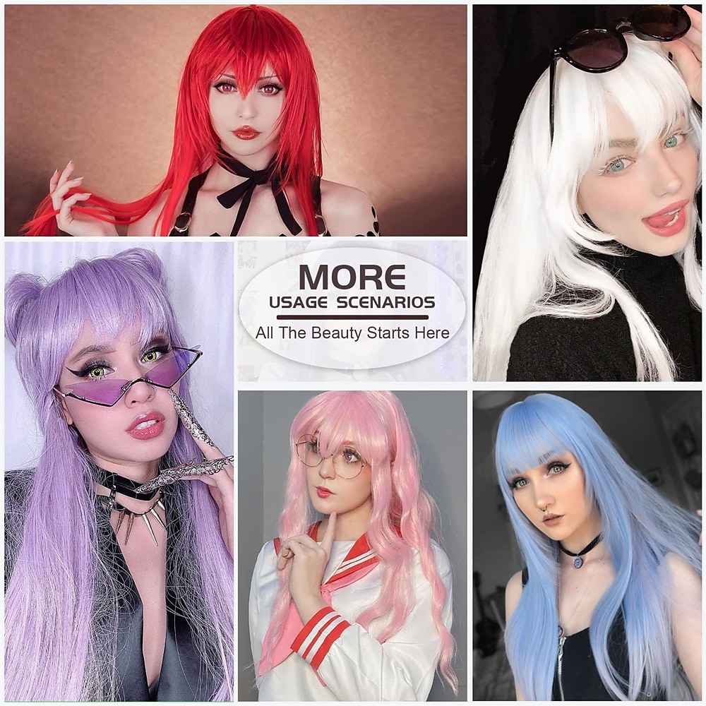 White Wig Straight White Wigs for Women Synthetic Colorful Platinum White Wigs Cosplay 2025 - $24.99 –P6