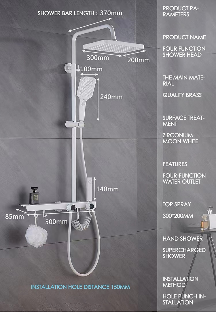 rubinetto della doccia, sistema doccia doccia a pioggia sistema di soffione set doccia inclusa doccia multigetto finiture verniciate contemporanee montaggio esterno valvola in ceramica rubinetti per del 2025 a $404.99 –P16