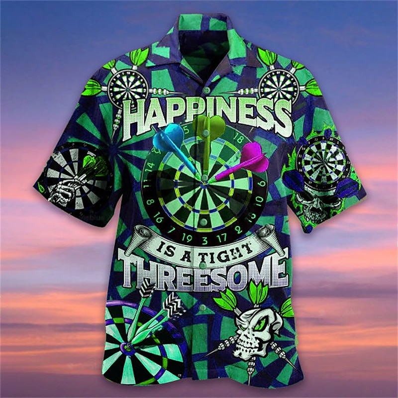Men's Darts Shirt Summer Hawaiian Shirt Aloha Shirt Short Sleeve Shirt Turndown Fashion Designer Casual Street Daily Holiday Black Red Blue 3D Print S M L 2025 - €26.99 –P7