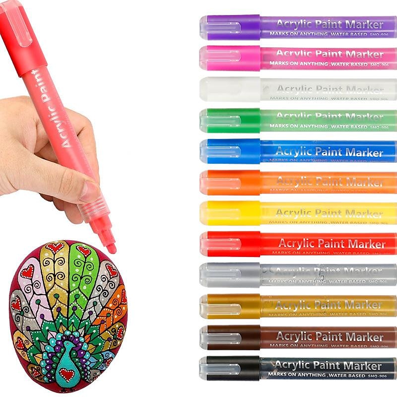 Acrylstifte Farbmarker für Felsmalerei, Leinwand, Holz, Glas, Stoff, Metall, Kunststoff, Kunsthandwerk, Ostereier, Kürbis, Scrapbooking-Zubehör, Graffiti-Marker für Erwachsene und Kinder 2025 - $23.99 –P4