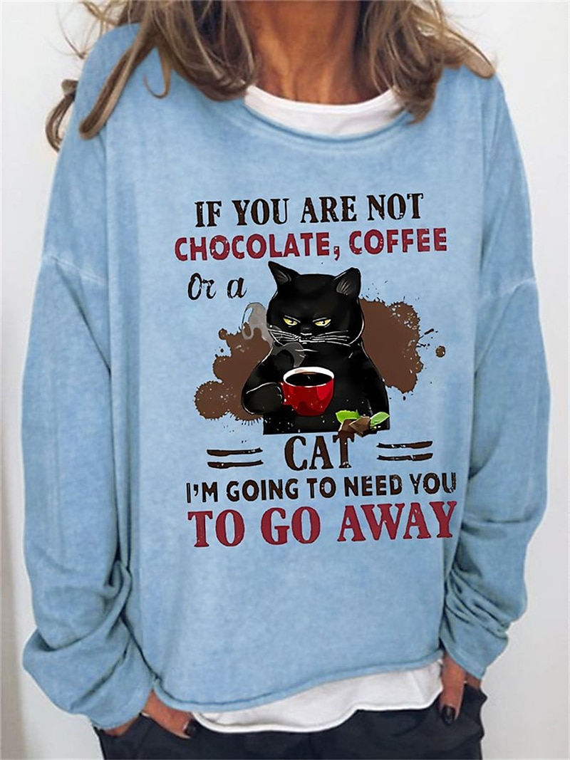 dámská oversized mikina pulovr směs bavlny kočka street casual vintage basic top s kulatým výstřihem dlouhý rukáv mikroelastický pad &amp; zimní comfrt prodyšná měkká tkanina 2025 - $22.99 –P7