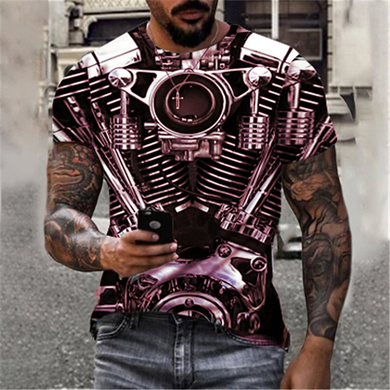 Hombre Máquina Moto Camiseta Manga Corta Camiseta Impresión 3D Escote Redondo Camisa Deportes Moda Design Exterior Vacaciones Calle Negro Rojo Azul Piscina Verano Ropa S M L XL XXL XXXL 4XL 2026 - €15.99 –P6