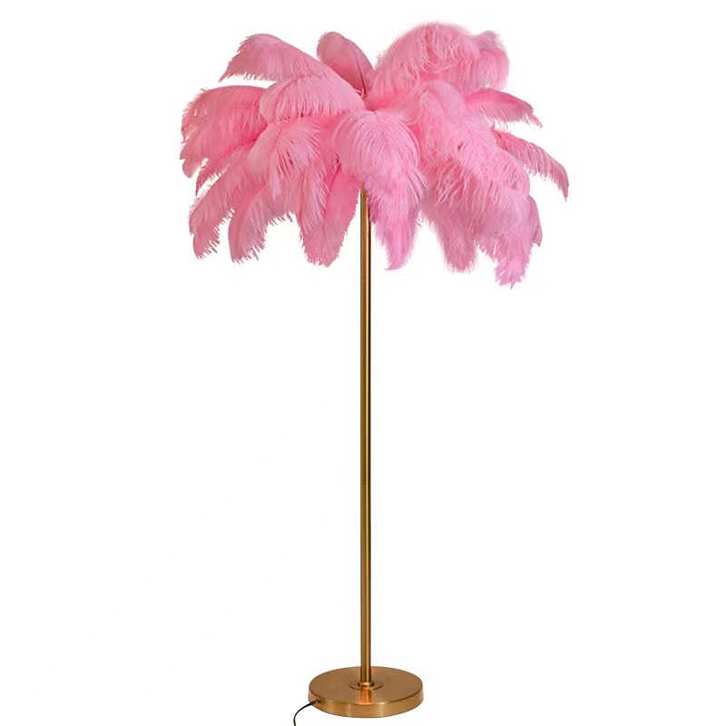 Floor Light Standing Reading Lamp Modern Ostrich Feather Gold Floor Lamp Metal Bronze Nordic Standing Lamp Villa Hotel Decor Lighting Bedroom Bedside Floor Lamp Christmas gift 2025 - $273.79 –P11