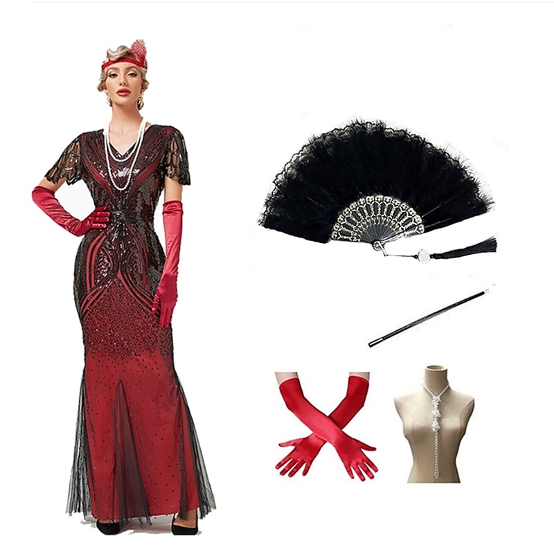 Vintage-inspirált A nagy Gatsby Hosszú hossz Flapper ruha Ruhák Felszerelések Illúzió A nagy Gatsby Esküvői Vendég Flitter Flitter Mindszentek napja V-alakú Női Mindszentek napja Álarcos mulatság 2025 - $89.99 –P3