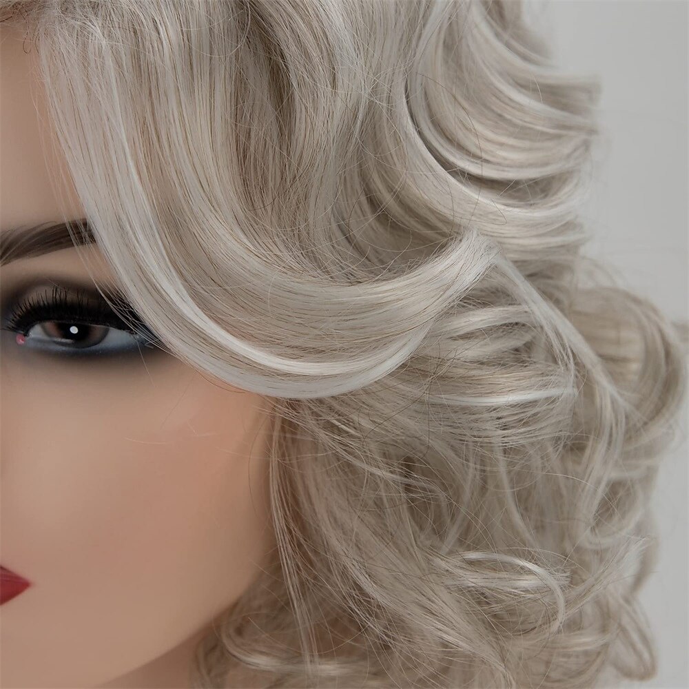 perruques courtes bouclées grises pour les femmes blanches argent blanc mélangé brun perruque bob ondulé avec une frange perruque de remplacement de cheveux synthétiques perruques de fête de noël de 2025 ? $18.99 –P5