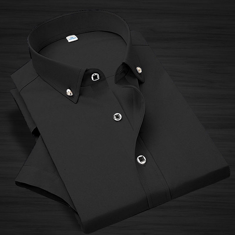 Heren Klassiek Shirt Slim Fit Lange Mouw Vierkante Hals Zomer Effen Kleur Katoen Zwart Wit Roze 2025 - $42.99 -P3