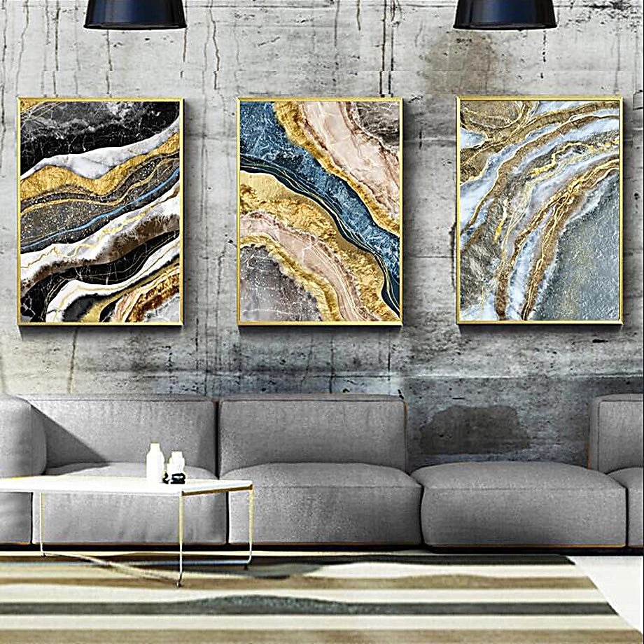 1 Panel abstrakte Drucke/Poster Luxus rosa blau gold Wandkunst modernes Bild Wohnkultur Wandbehang Geschenk gerollte Leinwand ungerahmt, ungedehnt 2025 - $18.99 –P4