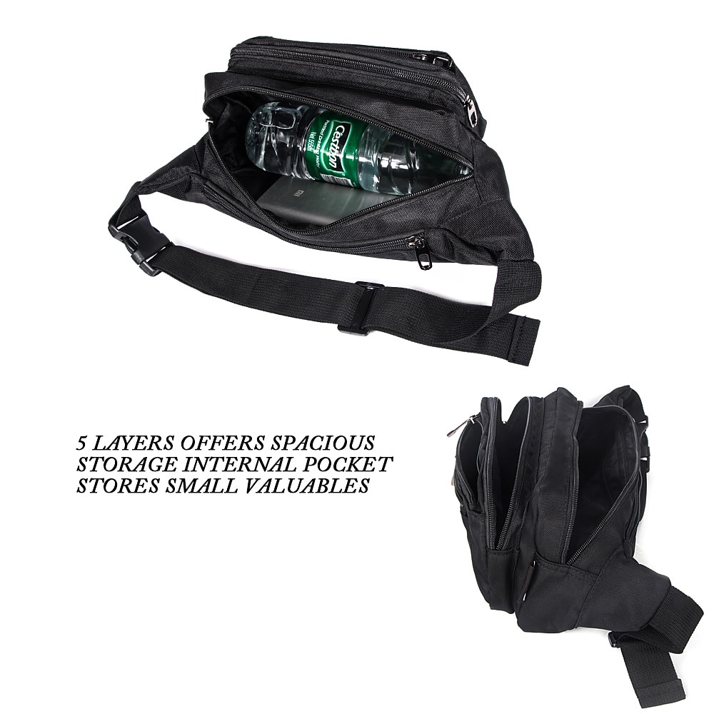Men's Black Nylon Travel Fanny Pack, Multi - Pocket Waist Bag with Adjustable Strap for Practical Versatile Use 2026 - $26.99 –P6