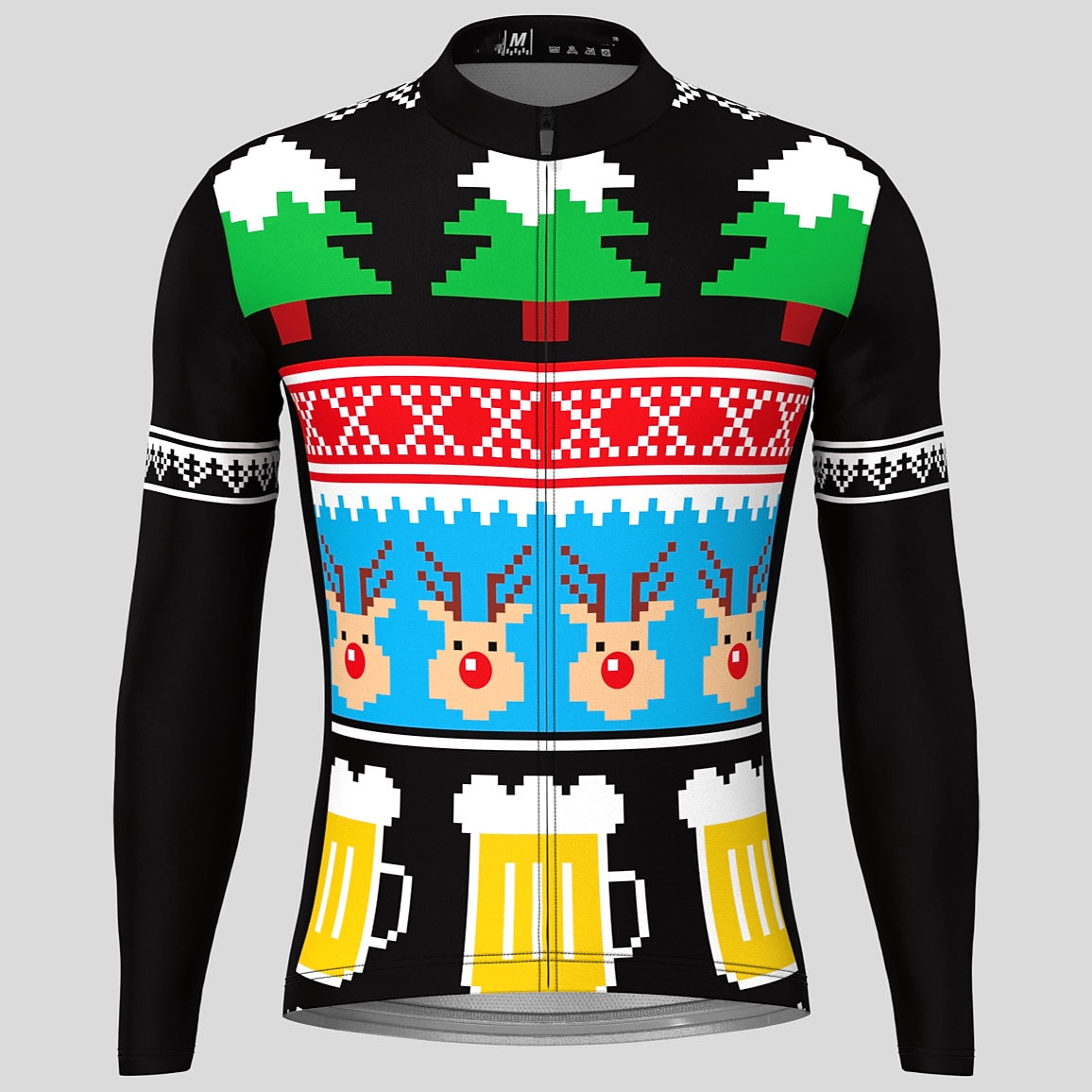 herrcykeltröja långärmad cykeltröja med 3 bakfickor ful jul rolig jul mountainbike mtb landsvägscykel cykling andas snabbtorkande fukttransporterande reflexremsor svart 2025 - $34.99 –P2