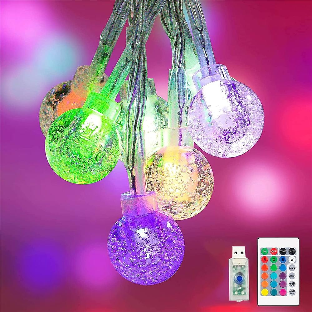 10m rgb globelys, usb-drevet 16 fargeendring med 24-tasters fjernkontroll, akrylboblekuler for kreativ juleferie &amp; festdekor 2025 - €26.99 –P3
