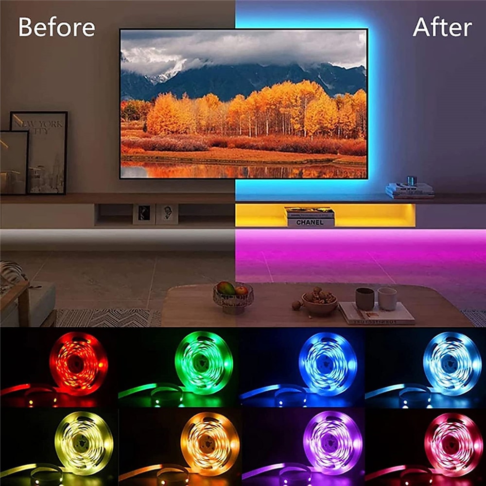 светодиодные ленты rgb 5050 20 м 65,6 футов сверхдлинный набор светодиодных лент для изменения цвета с 44 клавишами ИК-пульт дистанционного управления светодиодные фонари для спальни, кухни, украшения 2026 - $17.99 –P13