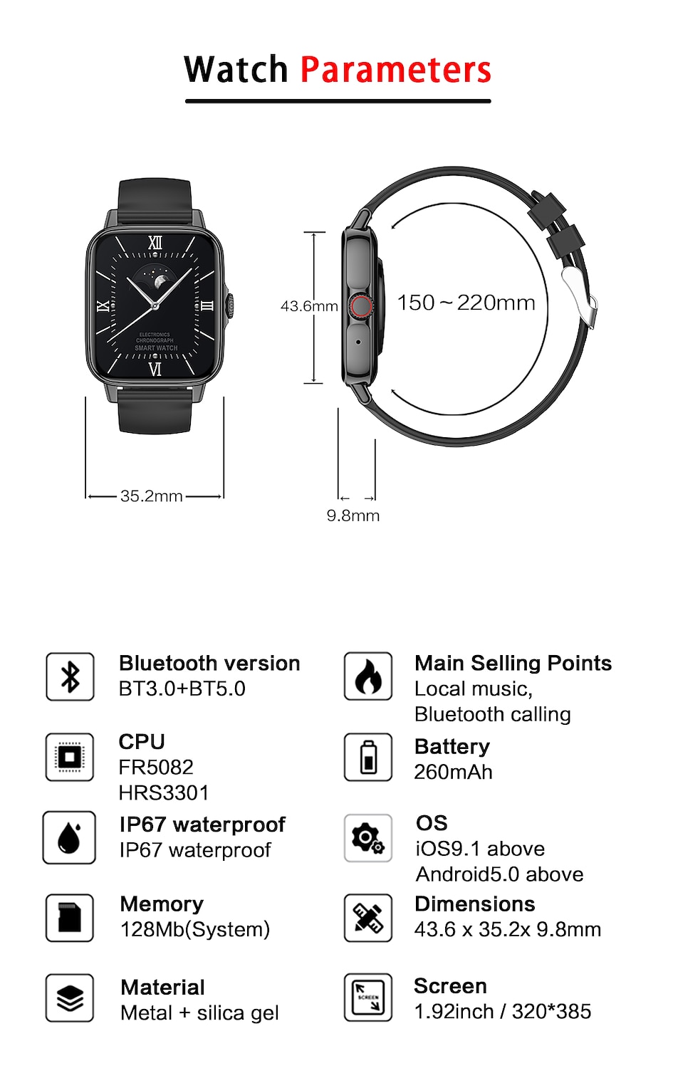 Z01 smartwatch top