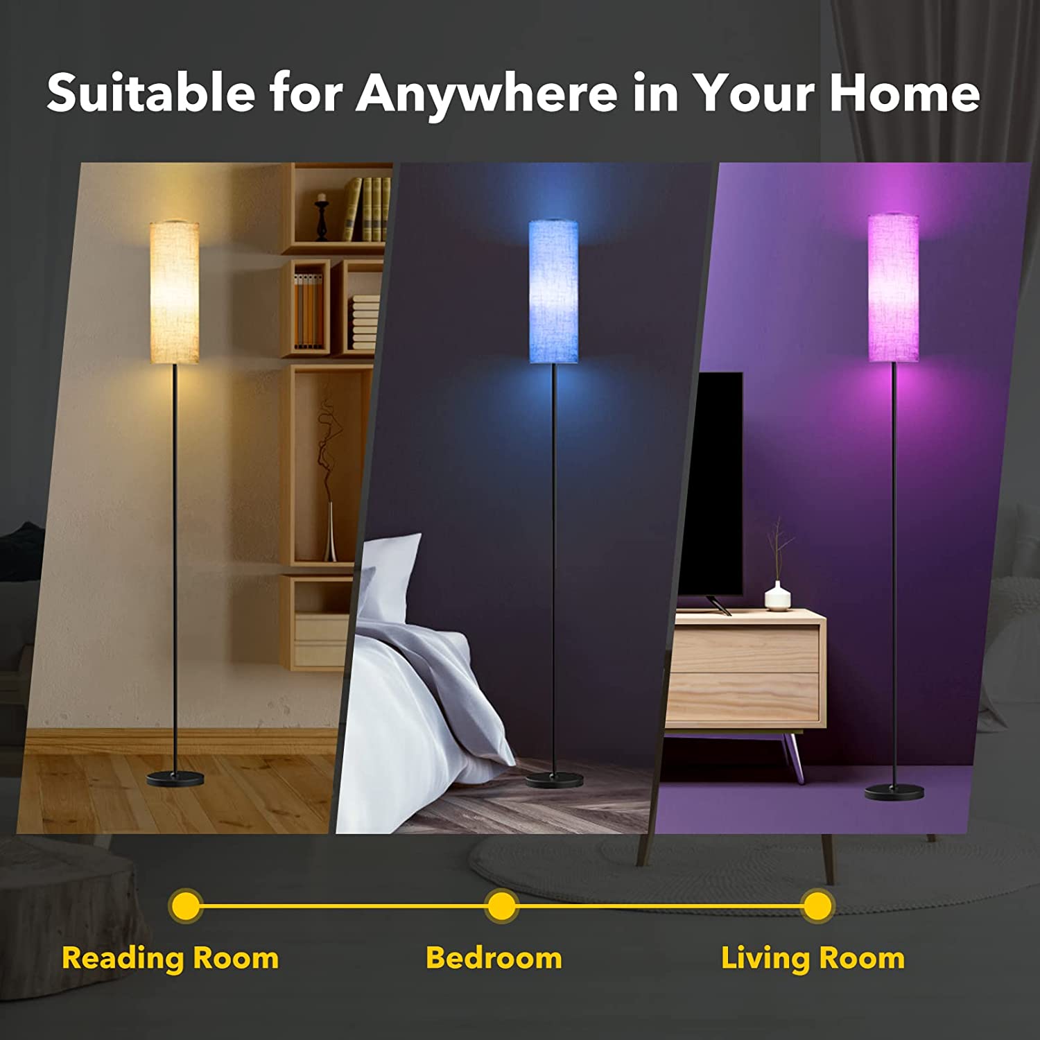 LED Floor Lamp for Living Room Bedroom Smart Standing Lamp with Alexa Google Assistant App Remote Control Tall Modern Floor Lamp with Linen Lamp Shade 16 Million Colors Bulb Included 2025 - $200.99 –P10