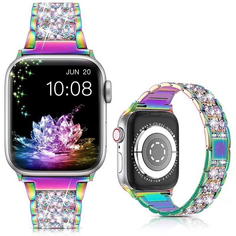 [1+2Pack] Jewelry Bracelet Compatible with Apple Watch band 38mm 40mm 41mm 42mm 44mm 45mm 49mm with Case Bling Diamond Rhinestone Strap Replacement Wristband for iwatch Series Ultra 8 7 6 5 4 3 2 1 SE 2025 - $25.99 –P1
