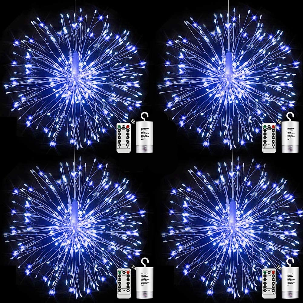 4-pack fyrverkeriljus julbelysning dekorationer starburst led koppartråd lampor 8 lägen batteridrivna fairy lights med fjärrstyrt bröllop jul dekorativa hängande ljus för fest uteplats trädgård 2025 - $35.99 –P5