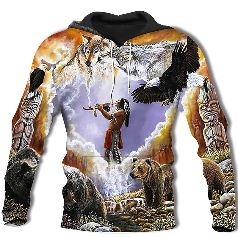 Homens Geométrica Tribal Moletom Moletons Moletom Manga Longa Moletom com capuz Com Capuz Designer Impressão 3D Diário Marron Cáqui Designer de 2025 por $29.99 –P3