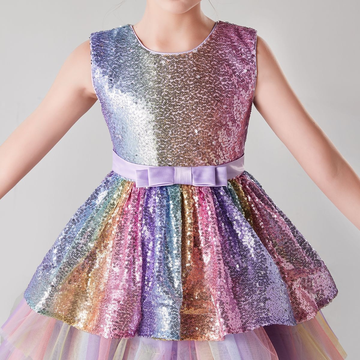 Lapset Vähän Tyttöjen Mekko Paljetti väri Tyllimekko Juhla Syntymäpäivä Tilkkutäkki Rusetti Moniväri Purppura Punastuvan vaaleanpunainen Midi Hihaton Prinsessa Makea Mekot Kevät Kesä Ohut 4-12 vuotta 2026 - ₩92398 –P5