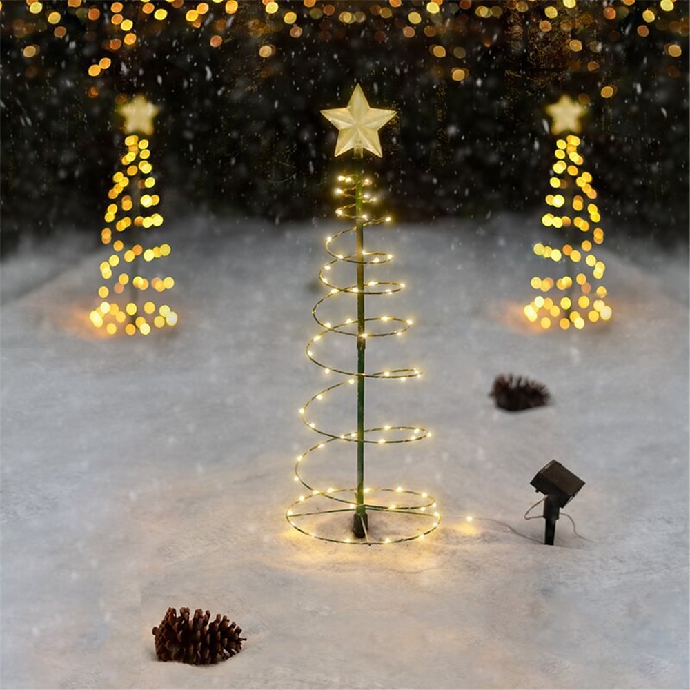albero di natale con luci luci di via all'aperto solare 50 led luci di palo a led lampade a stringa giardino esterno albero di natale in metallo 6 m / 19,7 pollici del 2025 a $19.99 –P7