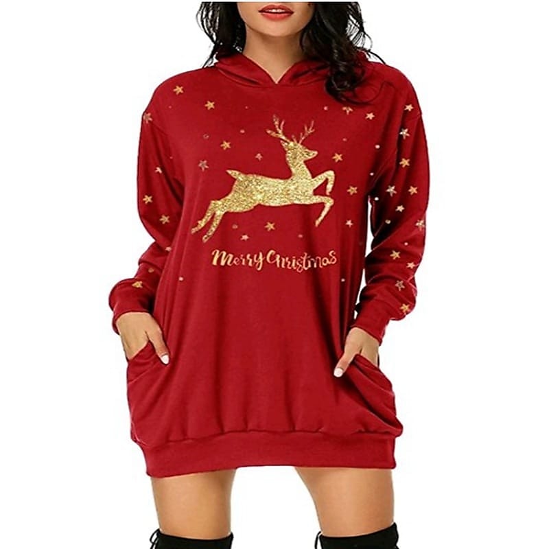 Karácsony Mikulás Ruhák Kapucnis felsőrész Pullover Klasszikus Alap Kawaii Kompatibilitás Női Felnőttek Karácsony Újév 3D nyomtatás Hétköznapi 2025 - $27.99 –P4