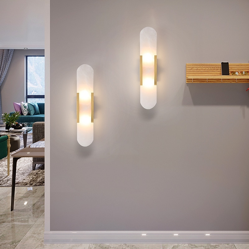 applique da parete a led in marmo ovale applique moderna luce calda apparecchio di illuminazione moderna lampade da parete per interni camera da letto sala da pranzo rame 110-240v del 2025 a $247.19 –P5