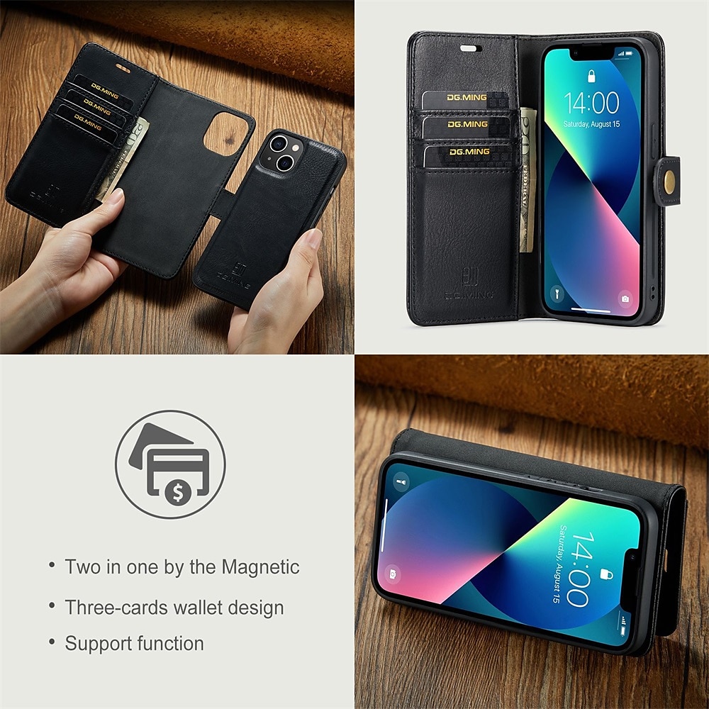 Phone Case For iPhone 16 15 14 Pro Max Plus iPhone 16e iPhone 13 12 11 Pro Max Mini Wallet Case Flip Cover Magnetic Full Body Protective Card Slot Solid Color PU Leather 2025 - $24.99 –P13