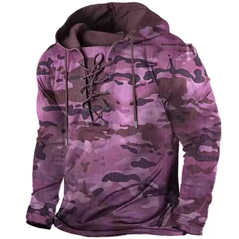 Homens Côr Camuflagem Estampas Abstratas Moletom Moletons Roupa de rua Designer Manga Longa Com Capuz Desportos e Ar livre Diário Esportes Verde Tropa Vermelho Cordões Imprimir Primavera & Outono de 2025 por $30.99 –P4