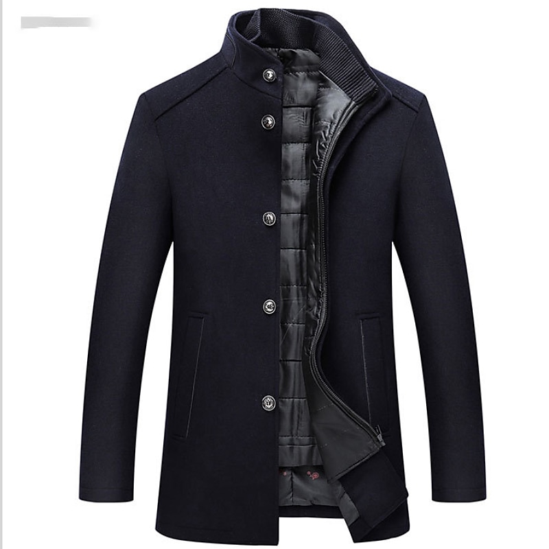 Herren Wintermantel Wollmantel Mantel Freizeitskleidung Ausgehen Winter Herbst POLY warm halten Draussen Oberbekleidung Bekleidung Modisch Warm-Ups Einfarbig Tasche Ständer Einreihiger Verschluss 2026 - SAR 431 –P3