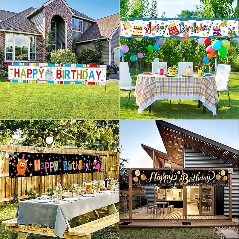 Happy Birthday Banner, Birthday Banner Decorations, Birthday Outdoor & Indoor Hanging Decor, Holidays Party Decor Supplies 300*50cm (10ft*18.9 Inch) 2025 - $16.49 –P2