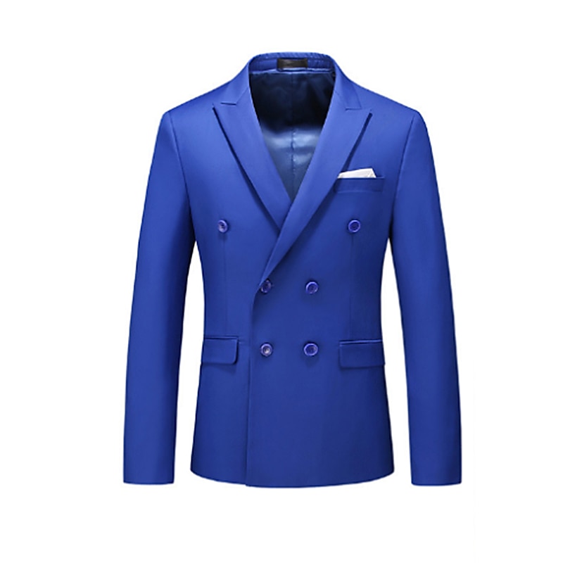 Herren Jacke Blazer Sakko Hochzeitsfeier Business-Kleidung Frühling Herbst Feste Farbe Doppelreihiger Verschluss Blazer Schwarz Weiß Rosa Rot 2025 - $77.99 –P5