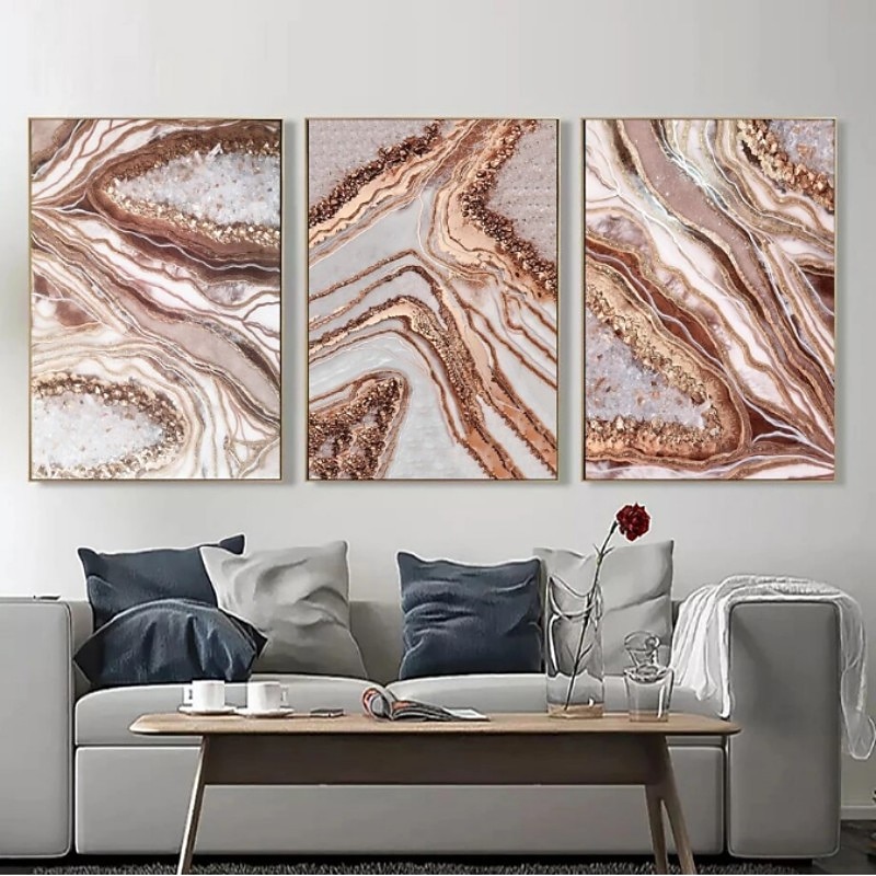 1 Panel abstrakte Drucke/Poster Luxus rosa blau gold Wandkunst modernes Bild Wohnkultur Wandbehang Geschenk gerollte Leinwand ungerahmt, ungedehnt 2025 - $18.99 –P2