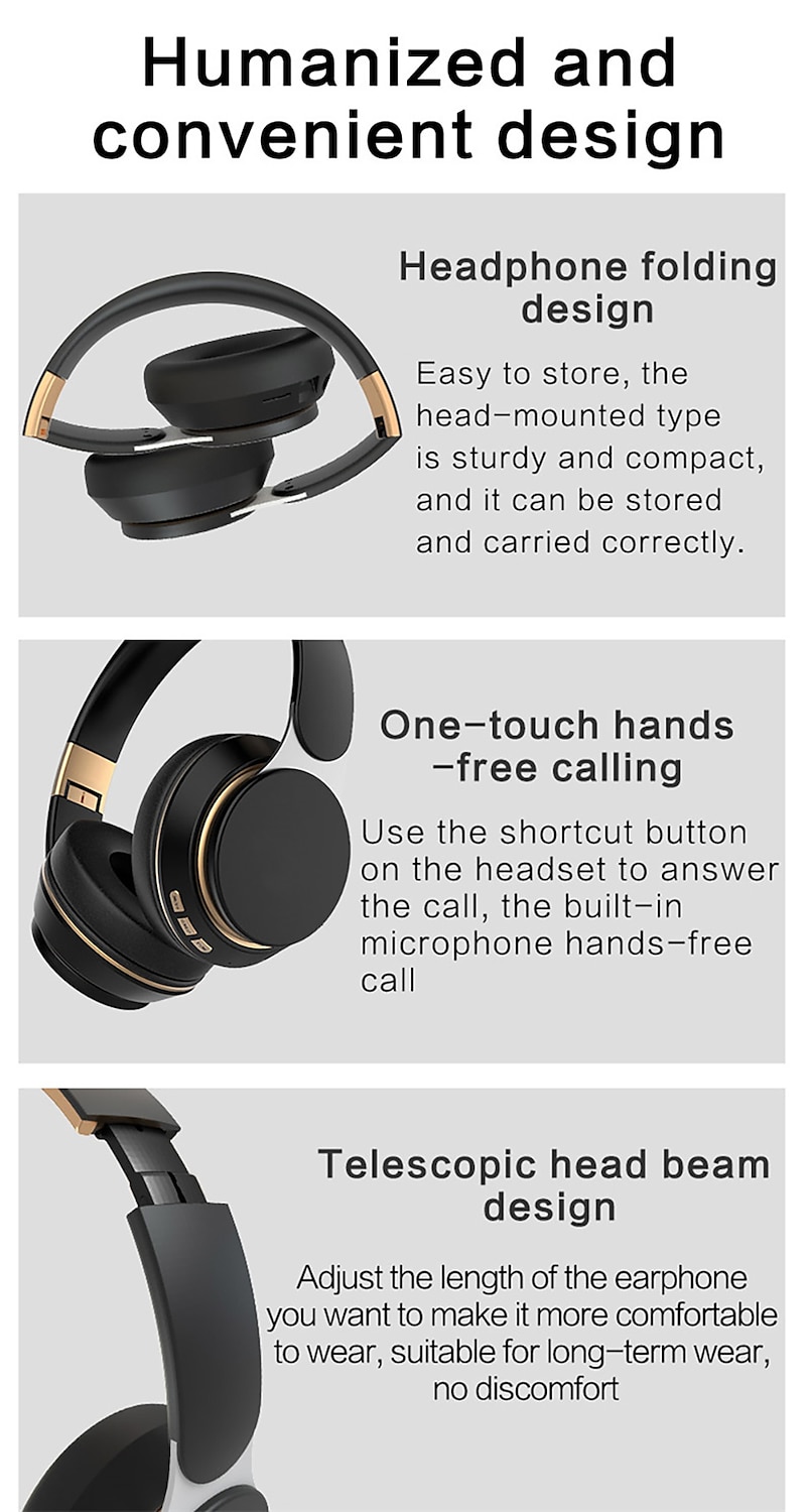 Wireless Headphones Noise Reduction Bluetooth 5.0 Headset Foldable Earphones HiFi 9D Bass Stereo Earphone Sport Headset With Microphone 2025 - $27.99 –P7