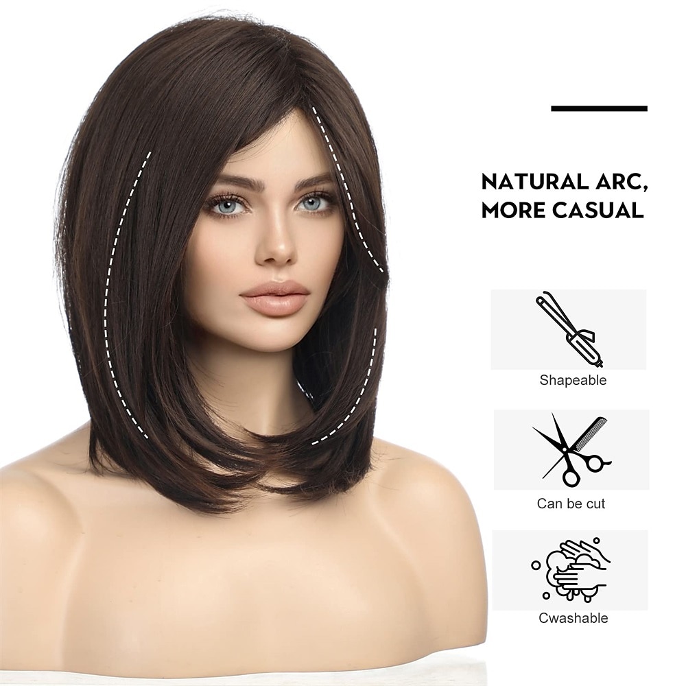 Ash Blonde Wigs for Women Bob Shoulder Length Layered Synthetic Dark Roots Hair Wig with Bangs Side Parting Christmas Party Wigs barbiecore Wigs 2025 - $29.99 –P13