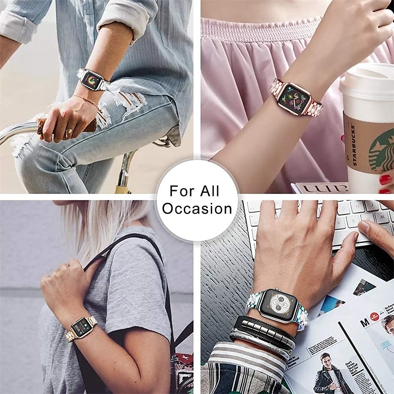 [1+2Pack] Jewelry Bracelet Compatible with Apple Watch band 38mm 40mm 41mm 42mm 44mm 45mm 49mm with Case Bling Diamond Rhinestone Strap Replacement Wristband for iwatch Series Ultra 8 7 6 5 4 3 2 1 SE 2025 - $25.99 –P9
