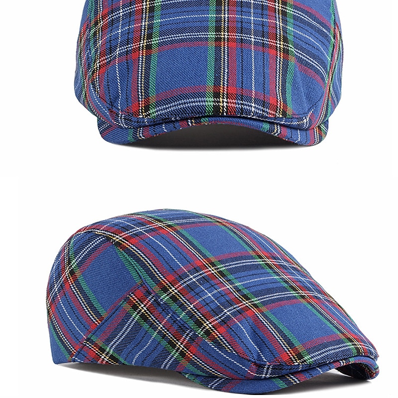 Homme Casquette Plate Rouge bleu marine Polyester Boucle réglable Imprimer simple Mode des années 1920 Vacances Plein Air Quotidien Fin de semaine Plaid Portable Confort Mode de 2025 ? $9.49 –P7