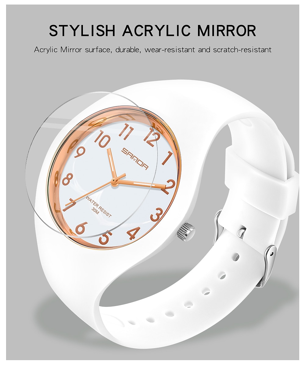 sanda dameshorloges casual fashion quartz horloge waterdicht valbestendig hd digitale weegschaal display damesklok 6056 2025 - $23.99 –P6