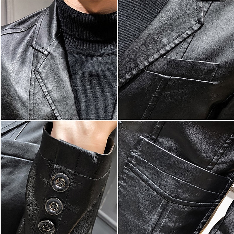 Miesten Nahkatakit Bleiseri Toimisto & ura Arki-asut Lämmin Tasku Painike alas 봄 & Syksy Yksivärinen / yksivärinen Tyylikäs Lämmittely Sänkyjen avaus Tekonahka Viini Musta khaki Tumman sininen Jackets 2025 - $52.99 –P11