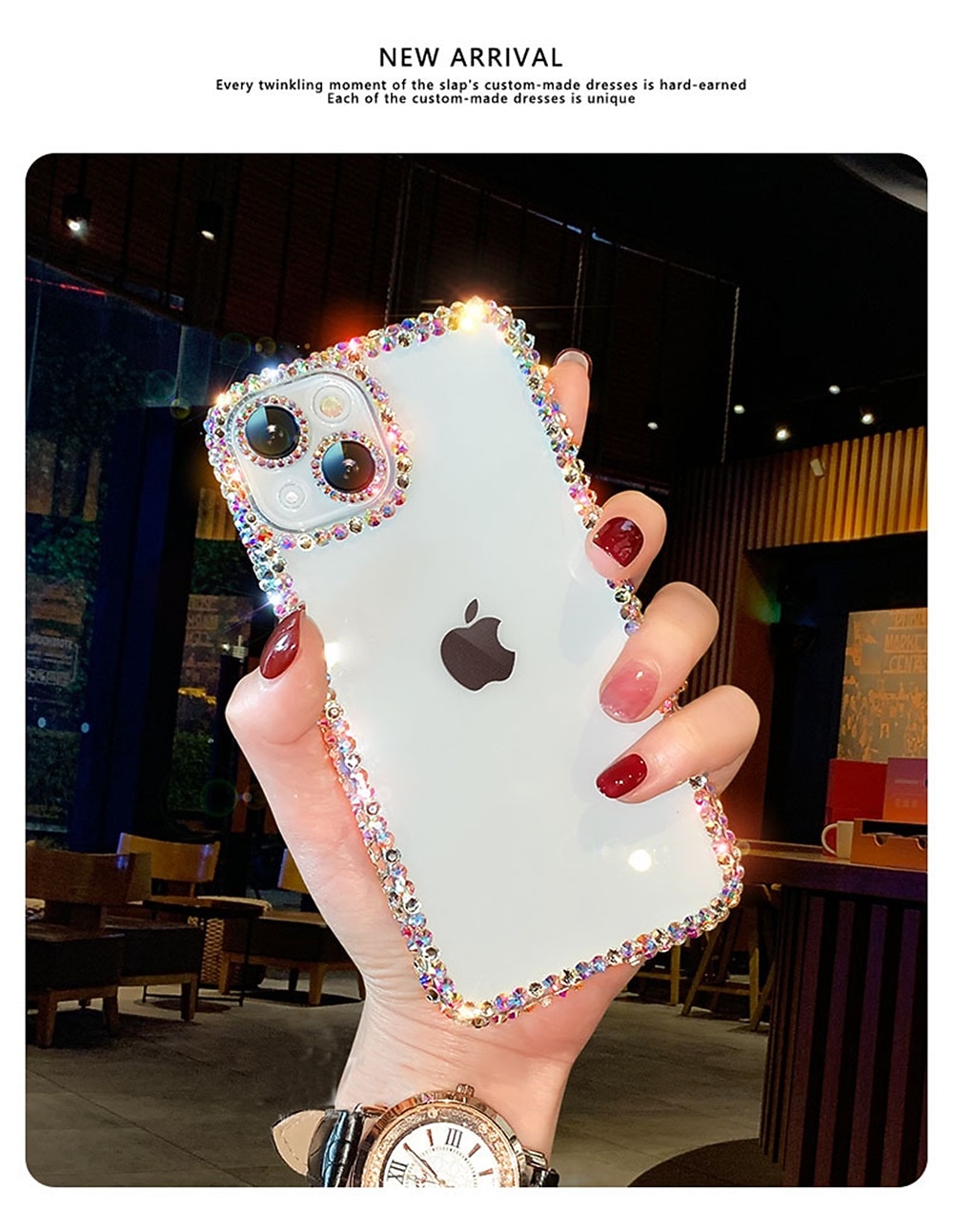 Phone Case For iPhone 15 14 Pro Max Plus 16e 13 12 11 Pro Max Crystal Clear Non-Yellowing Shockproof Rhinestone Silica Gel Silicone 2025 - $13.99 –P1