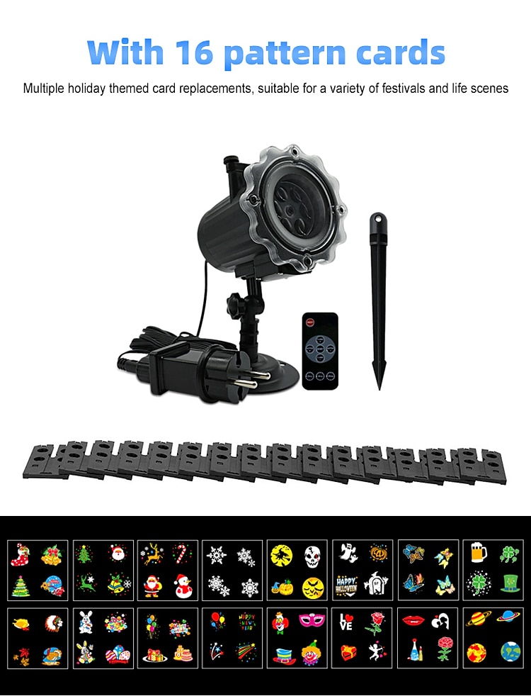 Christmas Projector Waterproof Remote Control 16 Patterns High-definition Projection Effects Indoor and Outdoor Festival Garden Decorative Lights Low Voltage Safety 2025 - $32.99 –P8