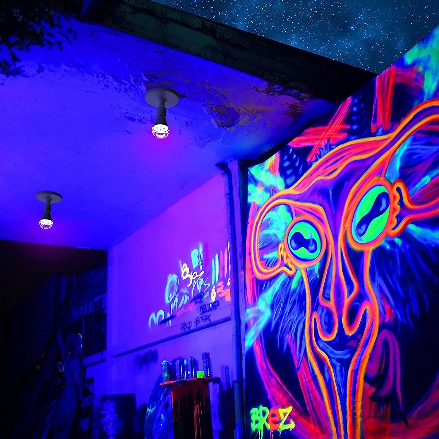 2 peças 1 peça led preto uv halloween roxo lâmpada 9.5w substituição de lâmpada preta até 100w luz preta nível uva 385-400nm a19 atmosfera assustadora de halloween de 2025 por $10.99 –P3
