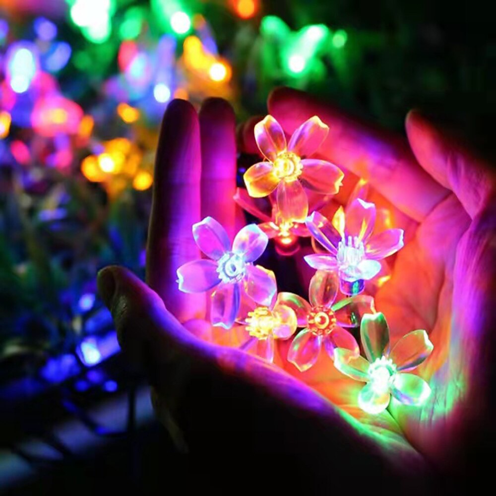 Cherry Blossom String Lights Flower Lights 10M 60Leds 16 Color Full-color Switching Remote Control Christmas Light String Romantic Cherry Silicone Lamp Holiday 2025 - $20.99 –P10