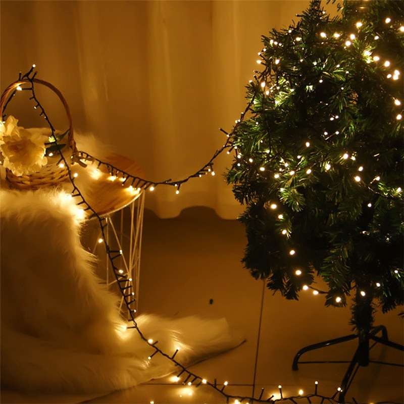 luces de racimo de navidad al aire libre a prueba de agua petardos de navidad luz de cadena dc31v grupo de destellos fuegos artificiales de luz de hadas luz blanca cálida para la decoración del árbol de patio iluminación enchufe de la ue nueva actualizaci 2025 - $39.99 –P7