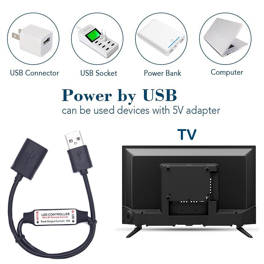 2025年 usb cob led ストリップ ライト 5v 1-4m 調光対応 300led / m cri85 rf リモート コントローラー付き テレビ バックライト キャビネットの下のフレキシブル テープ ランプ 寝室のキッチンや家の diy 照明用 コレクション – $14.99 –P7