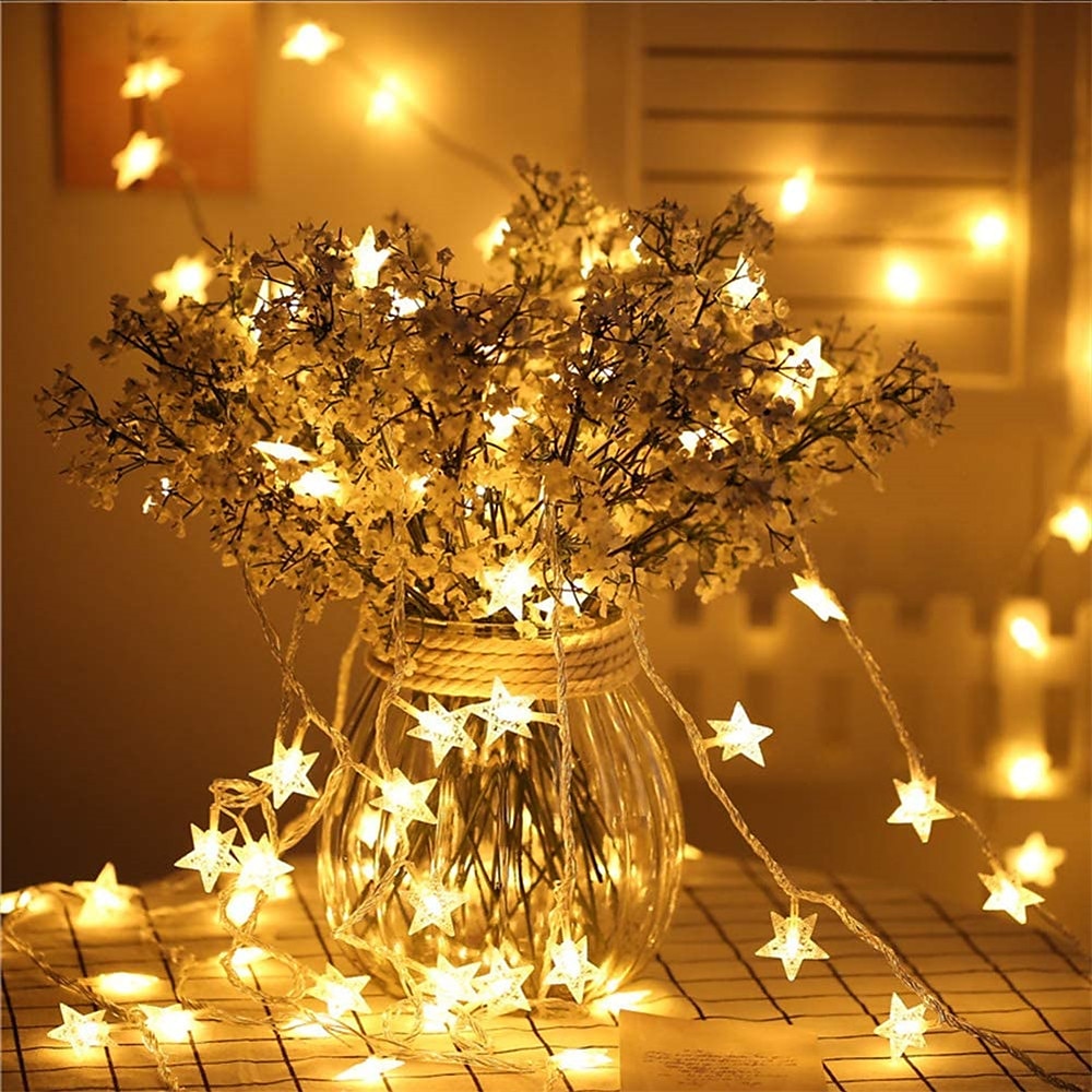 solar star lichtslingers 2 pak 12m 50 leds ster 8 verlichtingsmodi fairy lichten waterdicht solar led string lights speelhuisje gazon patio landschap decor lichten voor tuinfeest 2025 - $11.49 –P3